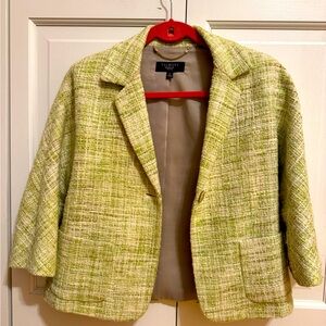 Talbots blazer size 2p EUC.   Lime green and cream design.